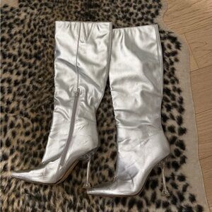 Nine West Silver Heeled Boots